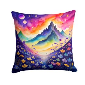 Colorful Violets Throw Pillow Machine Washable, Indoor Outdoor Decorative Pillow for Couch, Bed or Patio, 14Hx14W