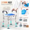 VEVOR Shower Chair Seat with Padded Arms and Back, Shower Stool with Reinforced CrossBar, Adjustable Height Bench Bath Chair for Elderly Disabled