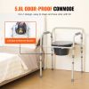 VEVOR Commode Chair, Bedside Commode with Wider Toilet Seat, 7-Level Adjustable Height, 5.8L Removable Bucket, Easy to Assemble, 350 LBS Capacity