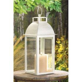 Ivory Distressed Candle Lantern - Rustic Home Decor Lighting