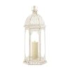 Large Graceful Distressed White Lantern