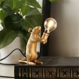 Nordic Creative Mini Animal Mouse Lamp Living Room Dining Room Bedroom Clothing Store Personalized Eye Protection Gift Resin Table Lamp (Option: Golden-Standing posture-AU)