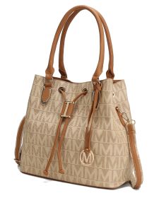 MKF Collection Jane Tote Handbag by Mia k (Material: Polycarbonate, Color: Beige)