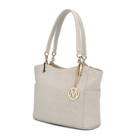 MKF Collection Malika M Signature Satchel Handbag by Mia k (Material: Polycarbonate, Color: Beige)